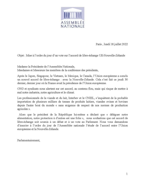 Accord de libre échange entre l'UE et la Nouzelle-Zélande