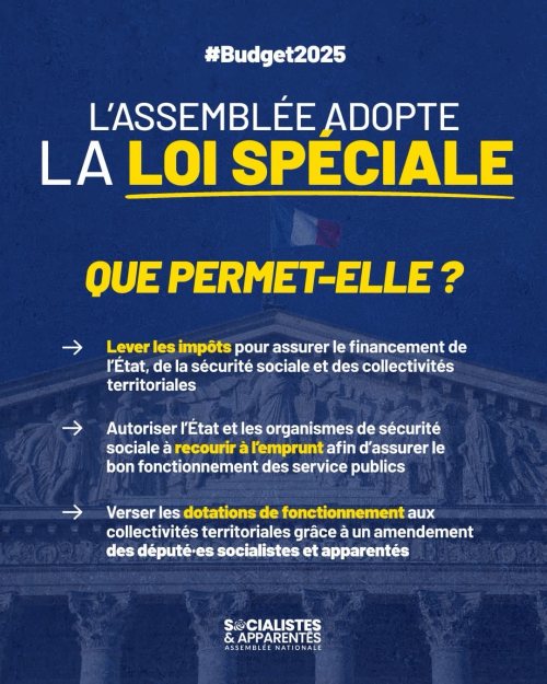 Budget 2025 : adoption de la loi spéciale